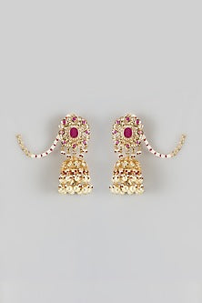 Gold Plated Kundan Polki & Red Onyx Choker Necklace Set