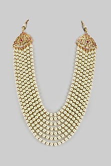 Gold Plated Kundan Polki & Red Onyx Layered Necklace Set