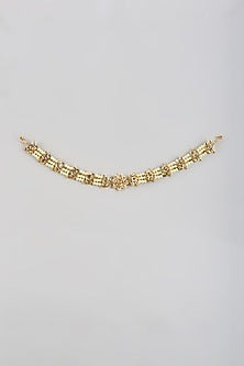 Gold Plated Kundan Polki & Onyx Mathapatti