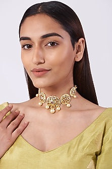 Gold Plated Pearl Choker Necklace