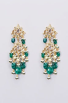 Gold Plated Green Onyx Choker Necklace Set