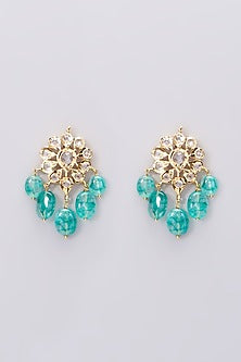 Gold Plated Green Onyx Stud Earrings