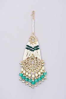 Gold Plated Green Onyx Maang Tikka