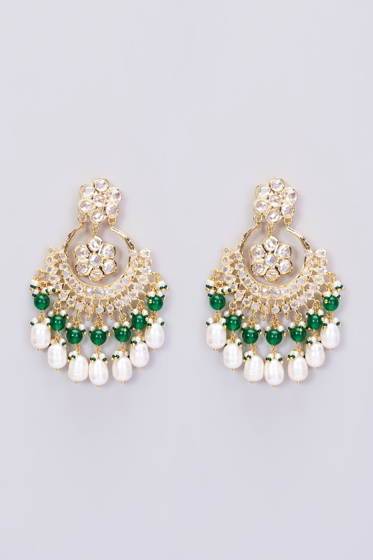 Gold Plated Onyx Chandbali Earrings