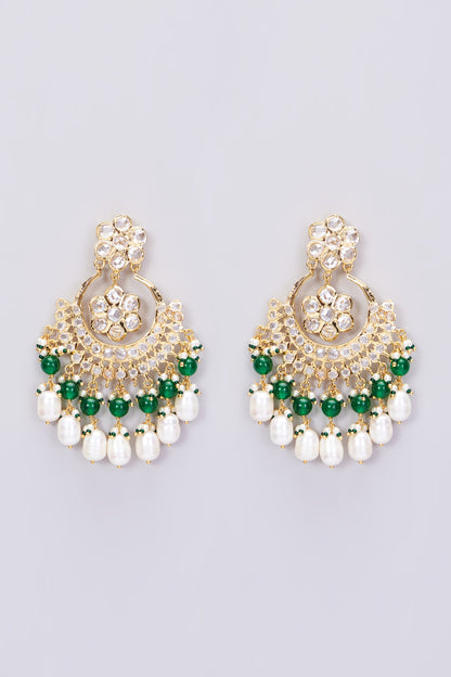Gold Plated Onyx Chandbali Earrings