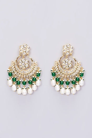 Gold Plated Onyx Chandbali Earrings