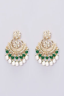 Gold Plated Onyx Chandbali Earrings