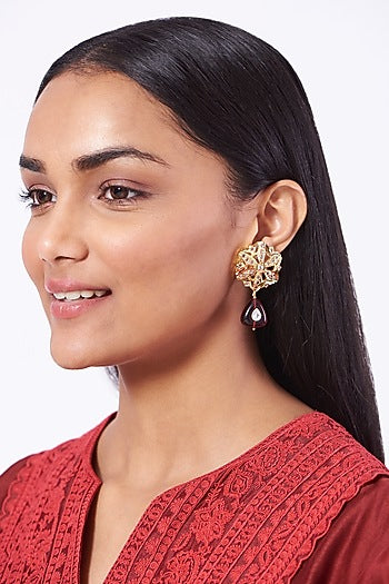 Gold Plated Stud Earrings With A Pearl