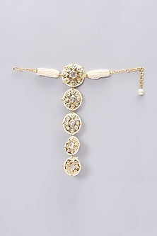 Gold Plated Hand Harness With Pearls