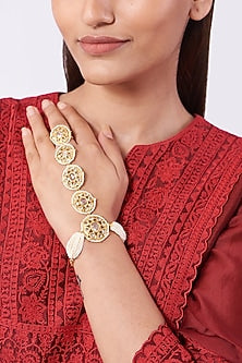 Gold Plated Hand Harness With Pearls