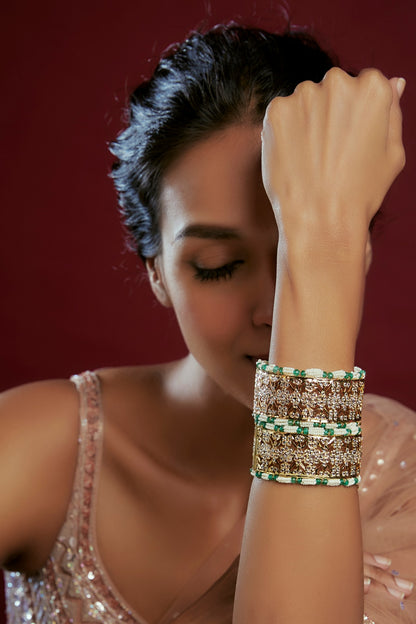 Gold Plated Kundan Polki Bangles (Set Of 2)