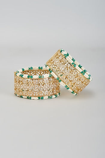 Gold Plated Kundan Polki Bangles (Set Of 2)