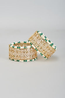 Gold Plated Kundan Polki Bangles (Set Of 2)
