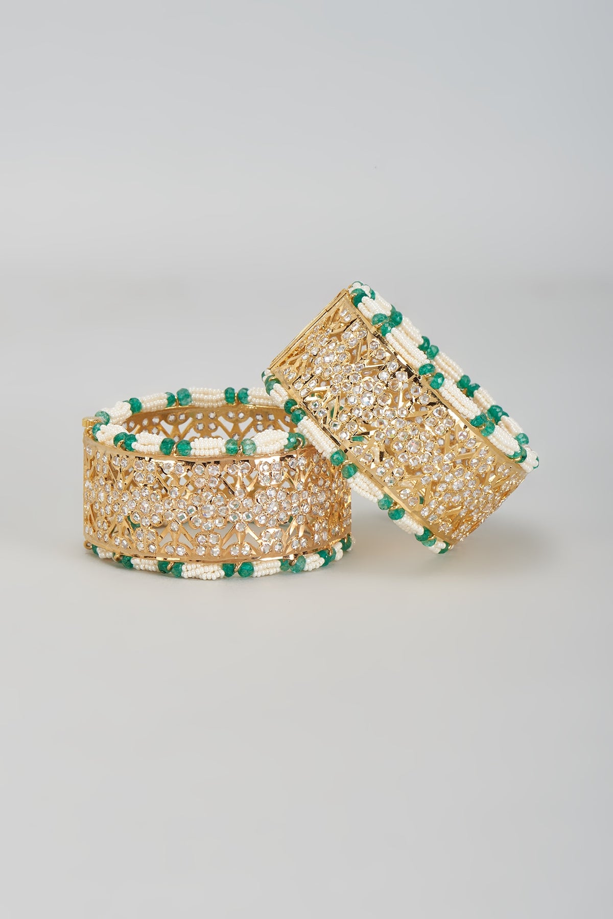 Gold Plated Kundan Polki Bangles (Set Of 2)