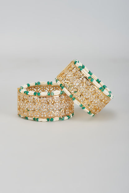 Gold Plated Kundan Polki Bangles (Set Of 2)