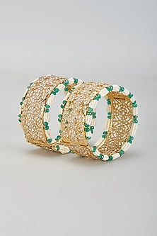 Gold Plated Kundan Polki Bangles (Set Of 2)