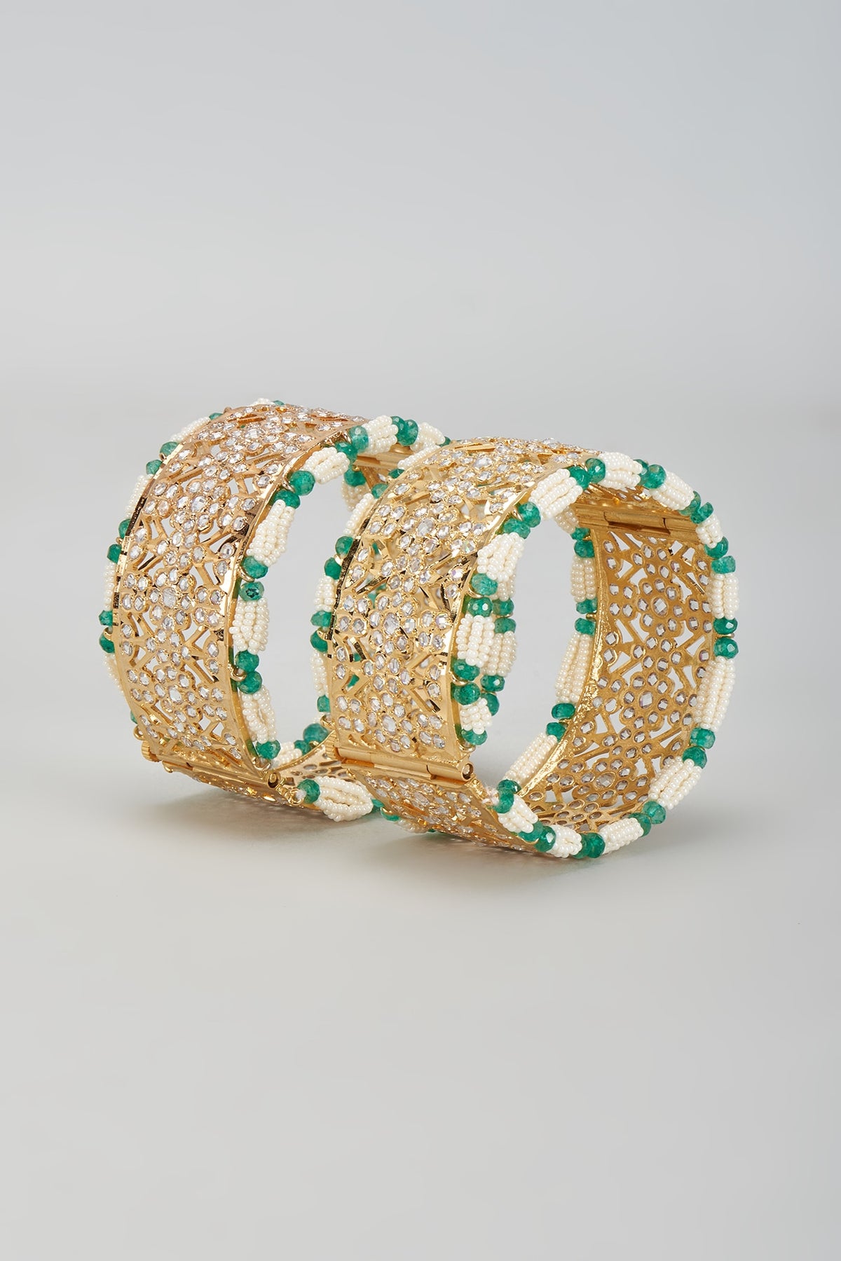 Gold Plated Kundan Polki Bangles (Set Of 2)