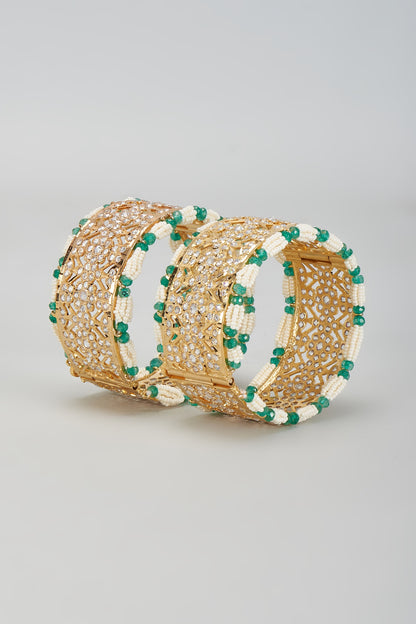 Gold Plated Kundan Polki Bangles (Set Of 2)