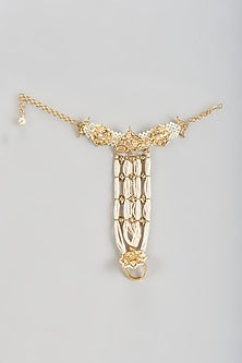 Gold Plated Kundan Polki & Pearl Hathphool