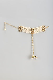 Gold Plated Kundan Polki & Pearl Hathphool