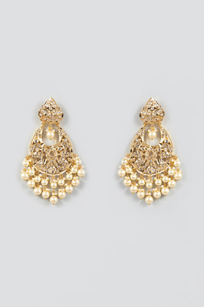 Gold Plated Pearls Chandbali Earrings