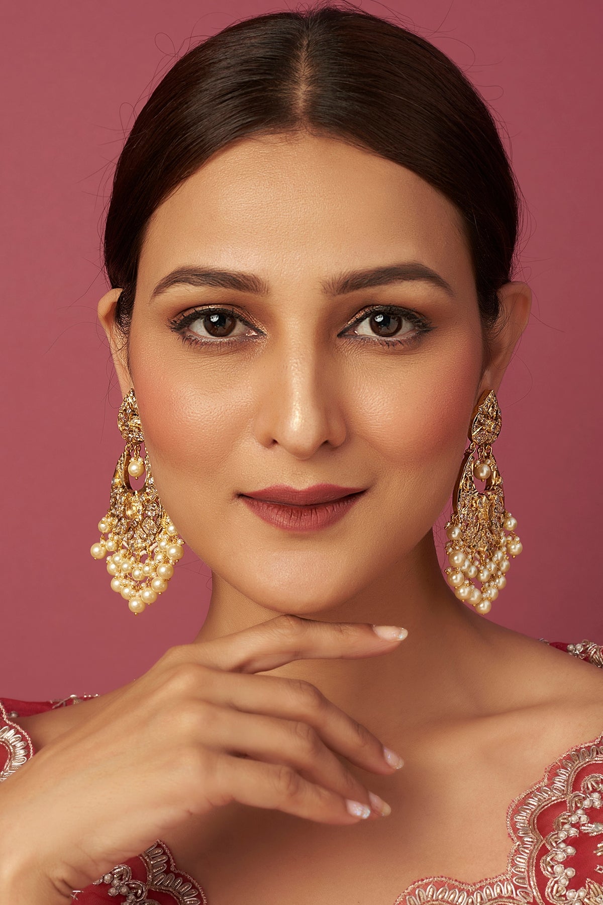 Gold Plated Pearls Chandbali Earrings