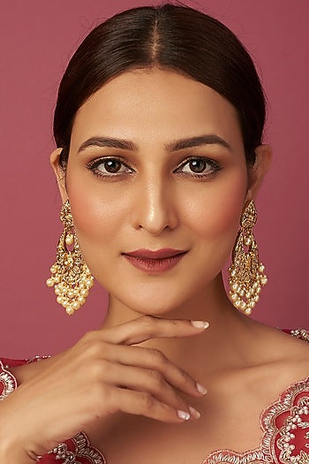 Gold Plated Pearls Chandbali Earrings