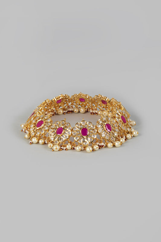 Gold Plated Kundan Polki Anklets