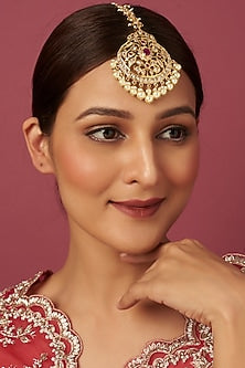 Gold Plated Kundan Polki Maang Tikka