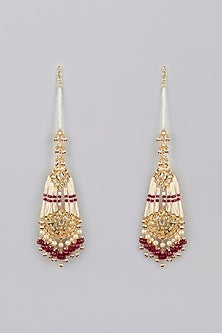 Gold Plated Kundan Polki & Pearls Chandbali Earrings