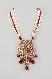 Gold Plated Long Necklace With Onyx Beads