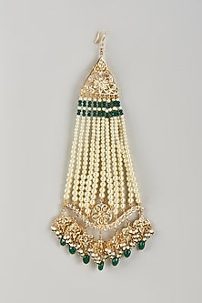 Gold Plated Kundan Polki & Green Onyx Pasa