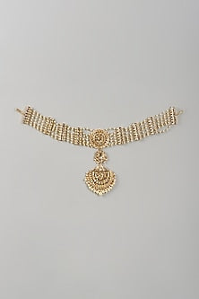 Gold Plated Kundan Polki & Pearl Mathapatti