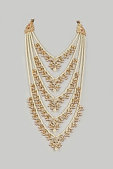 Gold Plated Kundan Polki & Pearl Long Necklace