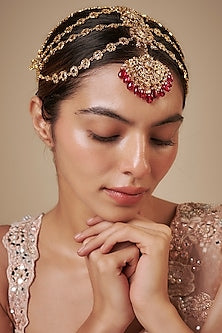 Gold Plated Kundan Polki Mathapatti