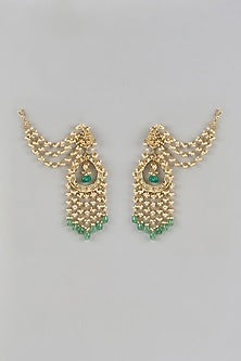 Gold Plated Kundan Polki & Pearl Dangler Earrings