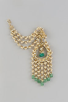 Gold Plated Kundan Polki & Pearl Dangler Earrings