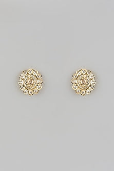 Gold Plated Kundan Polki Stud Earrings