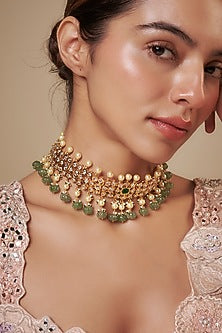 Gold Plated Kundan Polki Choker Necklace