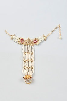 Gold Plated Semi-Precious Kundan Polki Hathphool