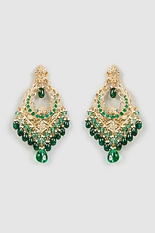 Gold Plated Semi-Precious Kundan Polki Chandbali Earrings