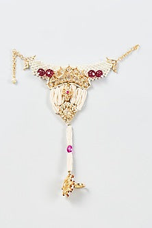Gold Plated Semi-Precious Kundan Polki Hathphool