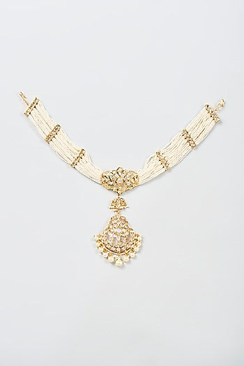 Gold Plated Semi-Precious Kundan Polki Mathapatti