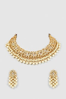 Gold Plated Semi-Precious Kundan Polki Choker Necklace Set