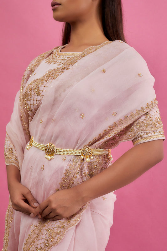 Gold Plated Semi-Precious Kundan Polki Waist Belt