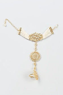 Gold Plated Semi-Precious Kundan Polki Hathphool
