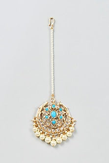 Gold Plated Semi-Precious Kundan Polki Maang Tikka