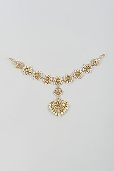 Gold Plated Kundan Polki & Pearl Mathapatti