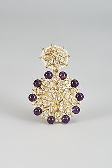 Gold Plated Kundan Polki & Purple Onyx Ring