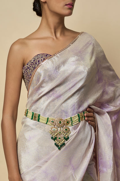Gold Plated Kundan Polki & Green Onyx Waist Belt